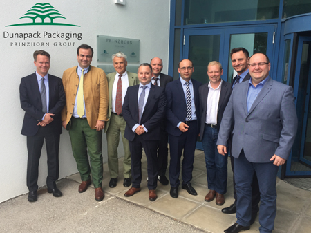 Lars Engel and Alexander Enzenberg with colleagues from BHS Corrugated and Dunapcak